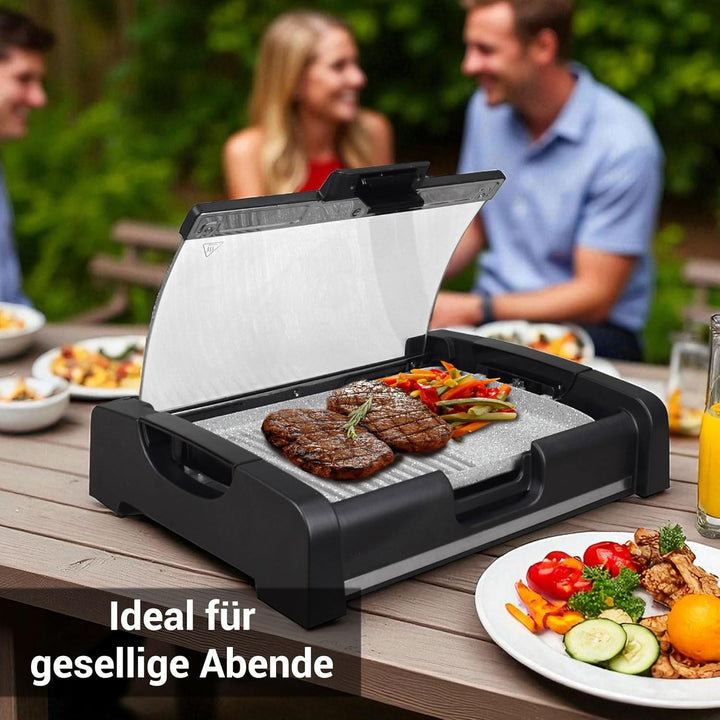 Syntrox Germany TG-1650W elektrischer Tischgrill mit Keramik Grillplatte Elektrogrill BBQ Grill Barb