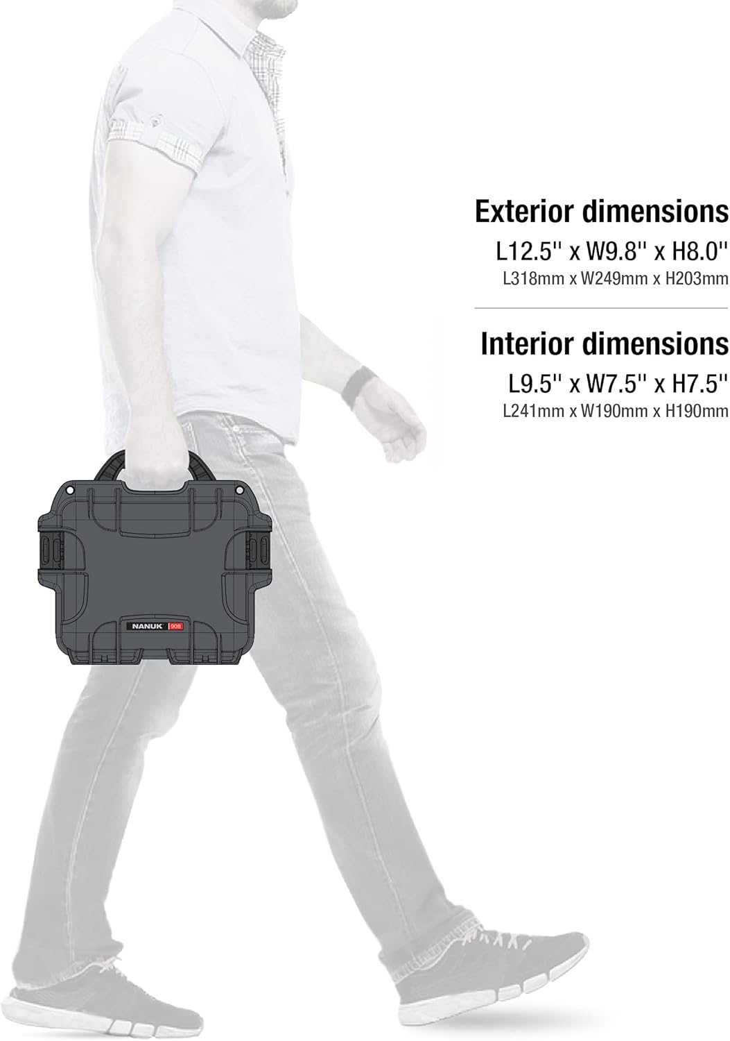 Nanuk 908 Hartschalenkoffer, wasserdicht, Graphit Graphit Leer, Graphit Leer