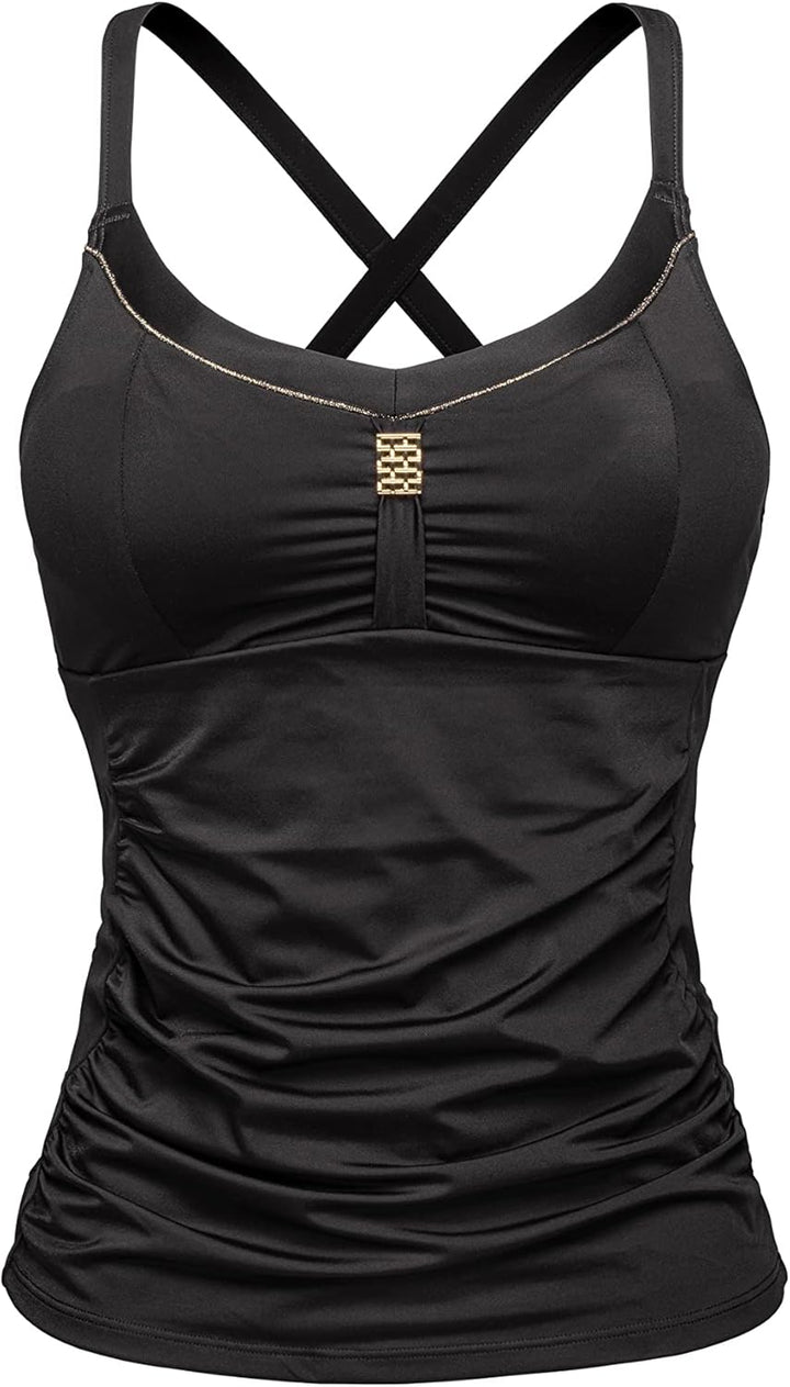 Sans Complexe Damen Speekaboo Shape Badeanzug, Tankini ohne Bügel 40-42 Schwarz, 40-42 Schwarz