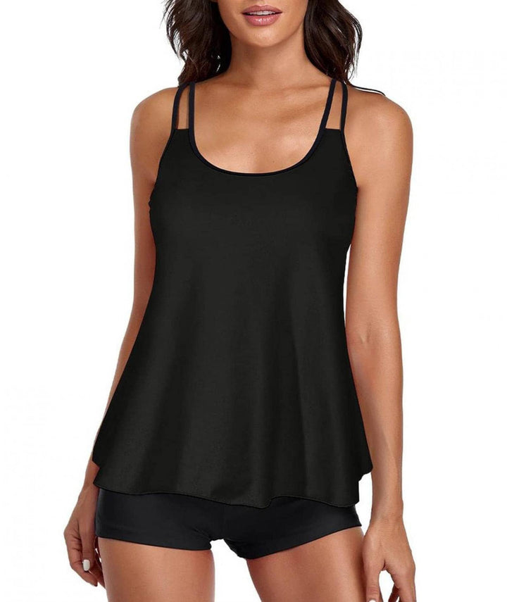 wihnsinop Tankini Damen Bauchweg Bademode Set Freizeit Badeanzug Tankinis Zweiteiler Sets Sommer Ele
