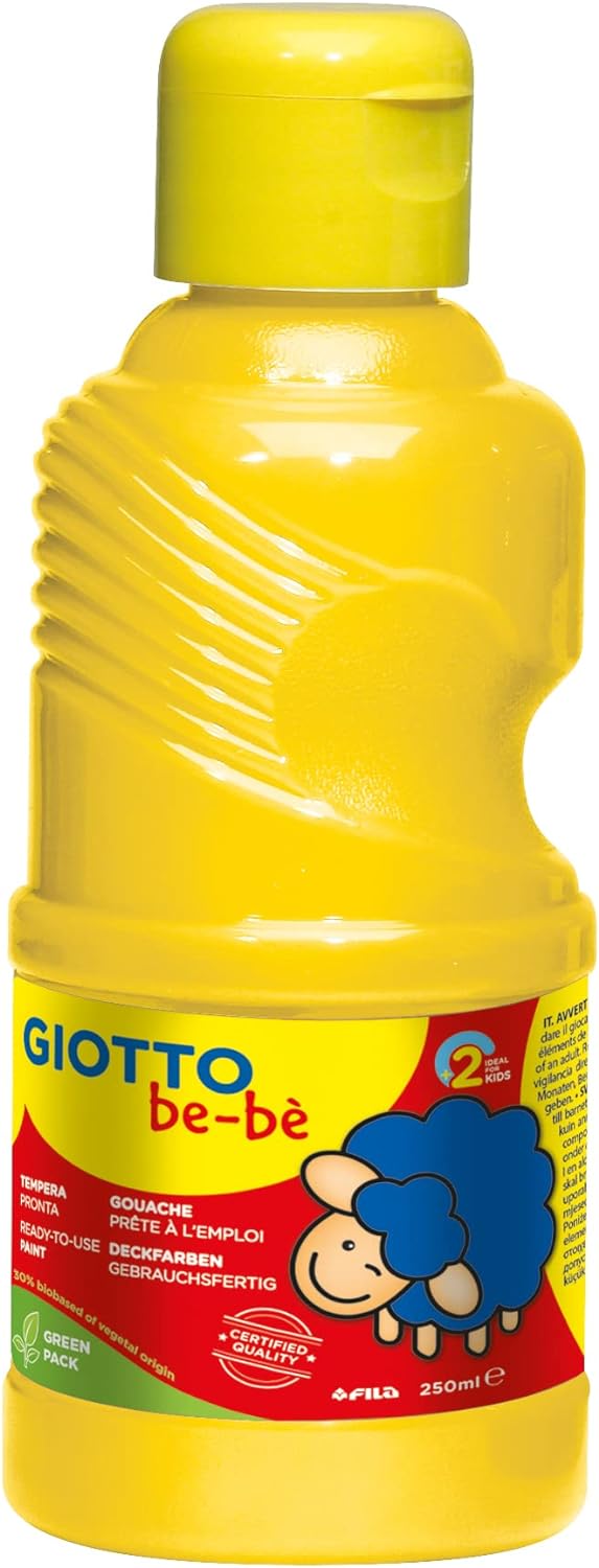 GIOTTO be-bè F532000: Temperafarben-Set für Kinder - 250 ml - mit 8 Farben - direkt malfertig - inkl