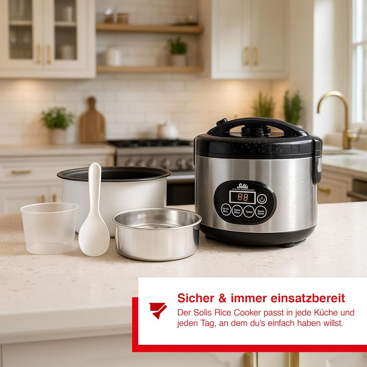 Solis Reiskocher Rice Cooker Duo Program - Reiskocher und Dampfgarer für 6 Tassen Reis - auch für Su