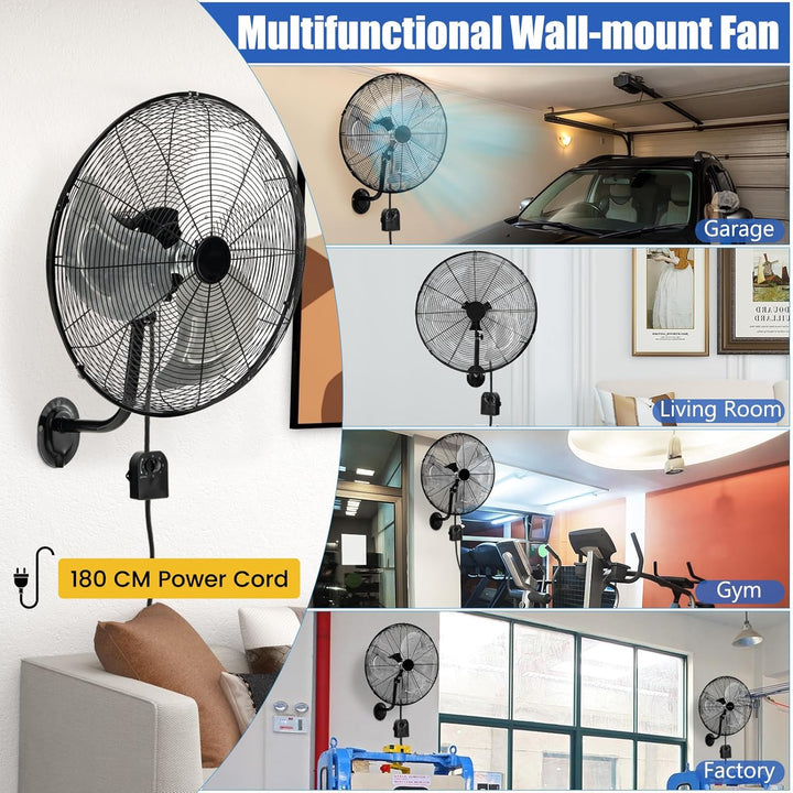 SOARS Wandventilator Ø56cm, 120W Ventilator Wand mit 3 Geschwindkeitsstufen, 30°Vertikalwinkel & aut