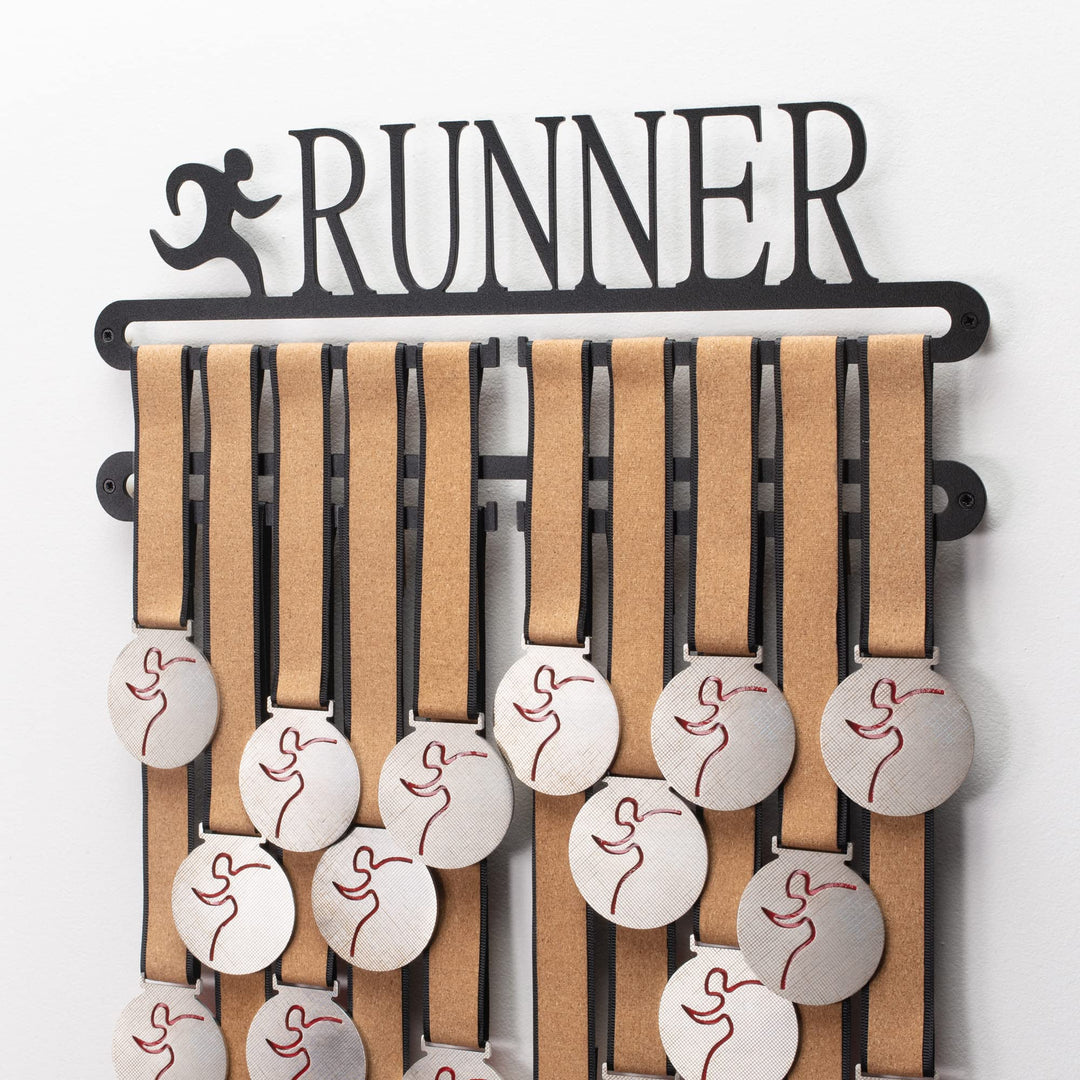laufender Medaillenaufhänger - Marathon Medaillen Display Black - Running Medaillenhaken - Running M