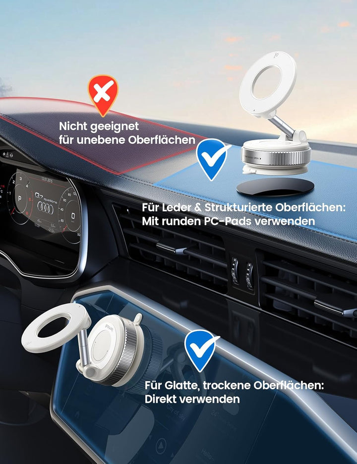 Lamicall Magnetische Handyhalterung Auto für Magsafe Autohalterung - [Vakuum Saugnapf & 24X Magnet]