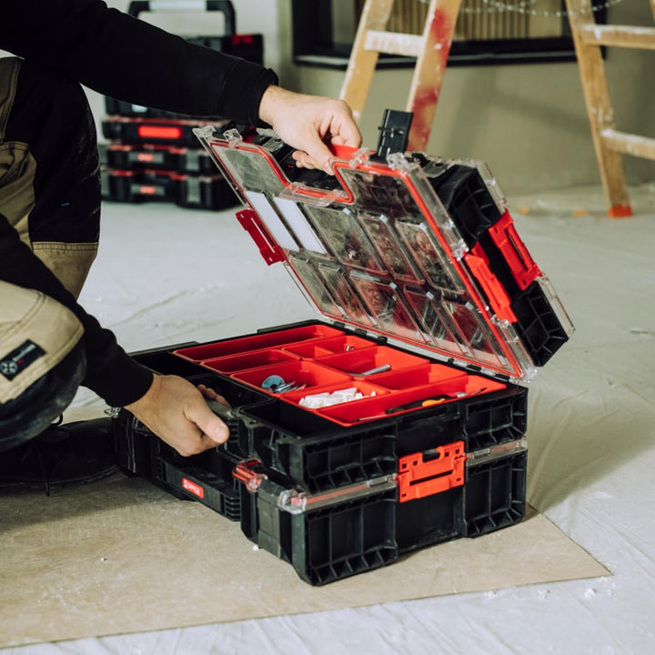 QBRICK Sortimentskasten Kleinteilemagazin – 450 x 360 x 80 mm – Premium Sortierkasten Wekzeugbox mit