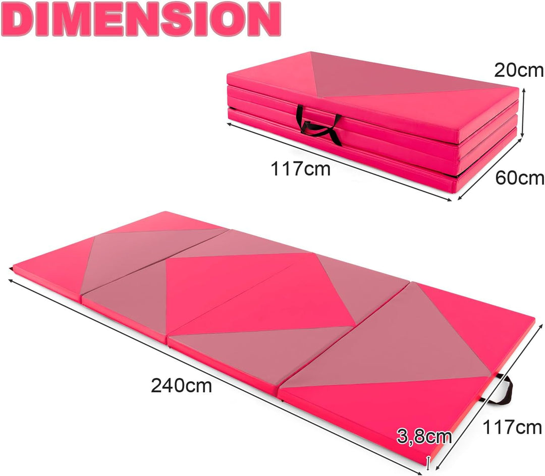 KOMFOTTEU Gymnastikmatte Yogamatte faltbar, Fitnessmatte Dicke 3,8 cm aus EPE-Baumwolle, dicke Turnm