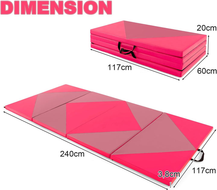 KOMFOTTEU Gymnastikmatte Yogamatte faltbar, Fitnessmatte Dicke 3,8 cm aus EPE-Baumwolle, dicke Turnm