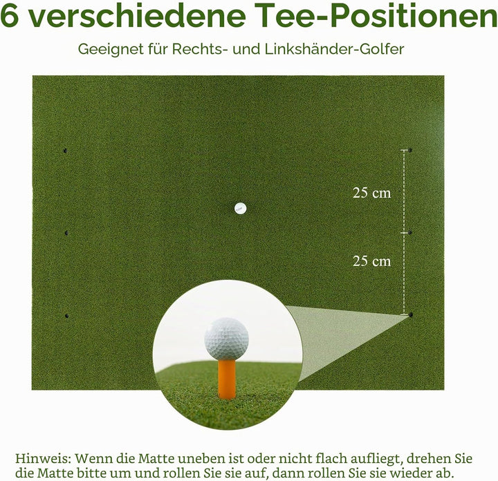 LIFEZEAL Golf Übungsmatte, Abschlagmatte Golf mit 6 Abschlagpositionen, Outdoor Sports Golf Training