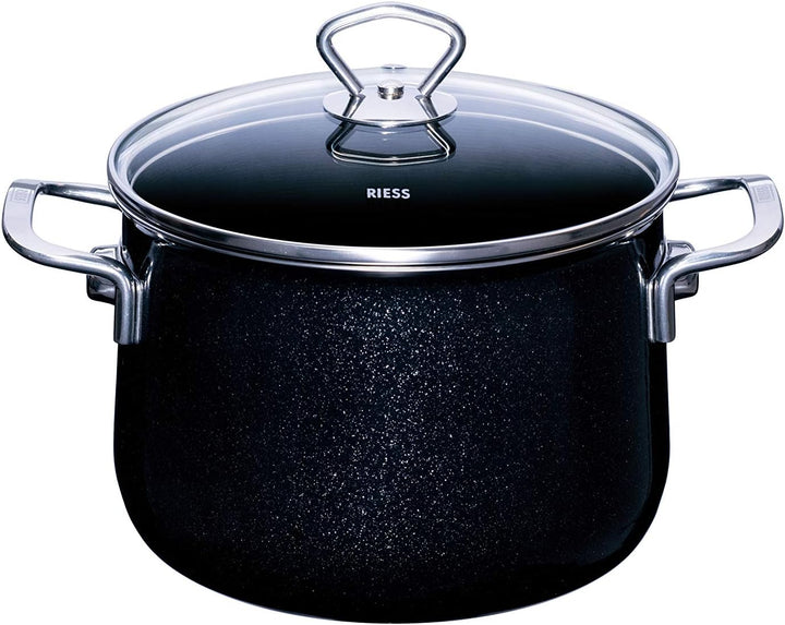 Riess 0558-009, Emailieset Black Magic, 5-teilig, bestehend aus: Fleischtopf mit GD Ø 16, 20, 24 cm,