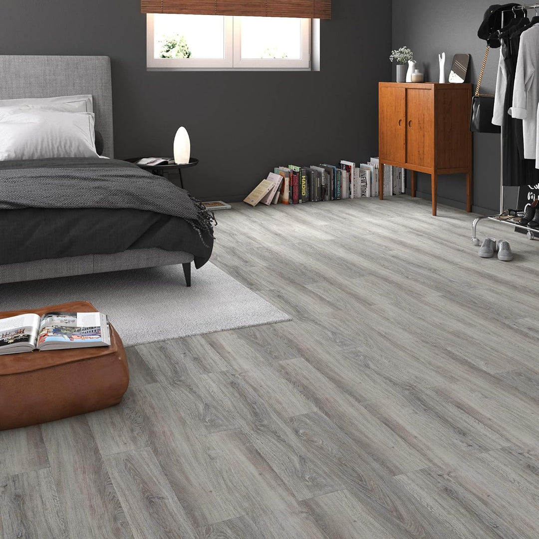ARTENS - PVC Bodenbelag MAYUM - Selbstklebende Vinyl-Dielen - Vinylboden - Holz-Effekt - Hellgrau/Gr