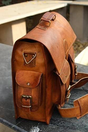Vintage Couture 16-Zoll-Laptoptasche für Herren, echtes Leder, handgefertigt in Braun