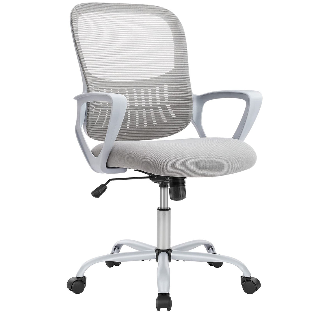 DUMOS Bürostuhl Ergonomisch, Schreibtischstuhl mit Lendenwirbelstütze, Drehstuhl mit Armlehne, Compu
