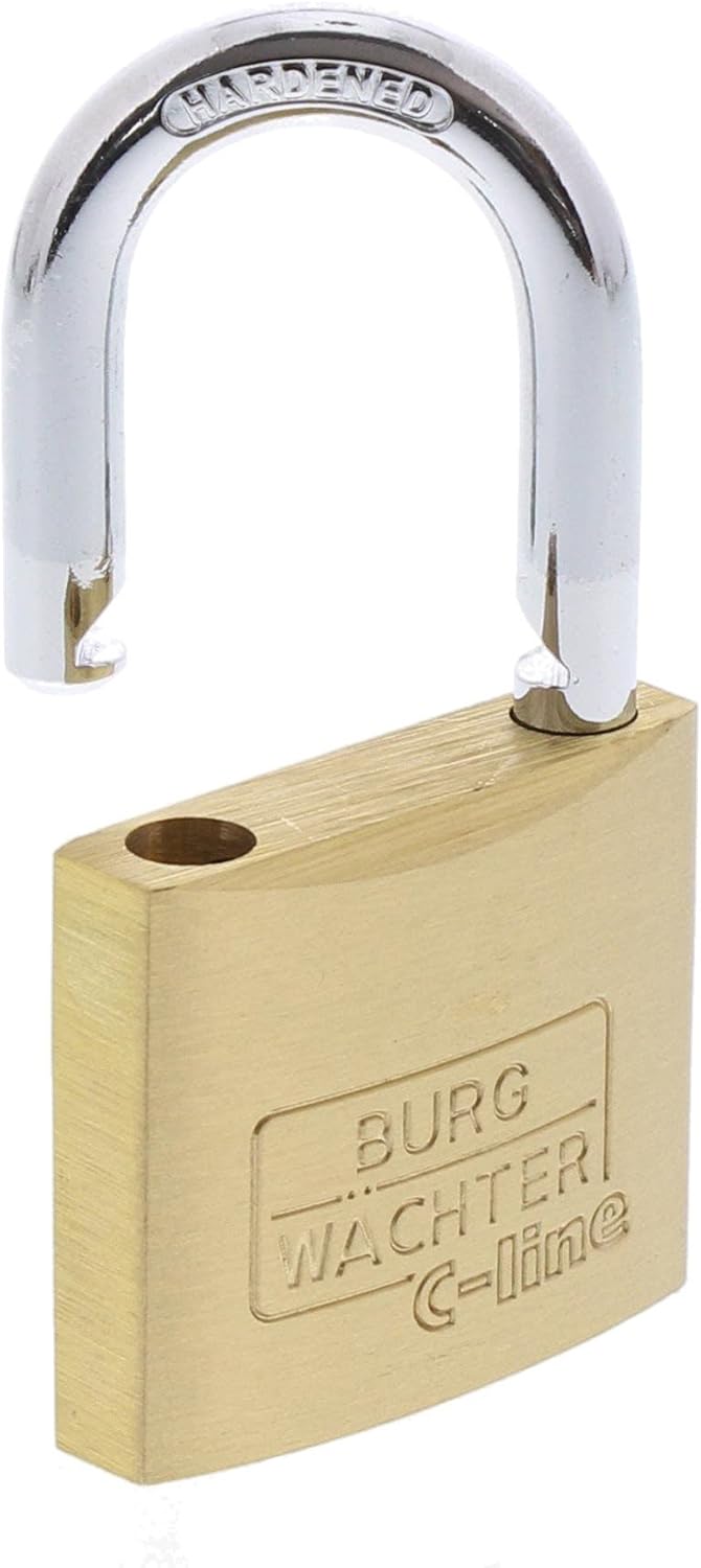 Burg Wächter Vorhängeschloss, 2er-Set, 6 mm Bügelstärke, 4 Schlüssel, Duo 222 40 SB, Messing, Bügels