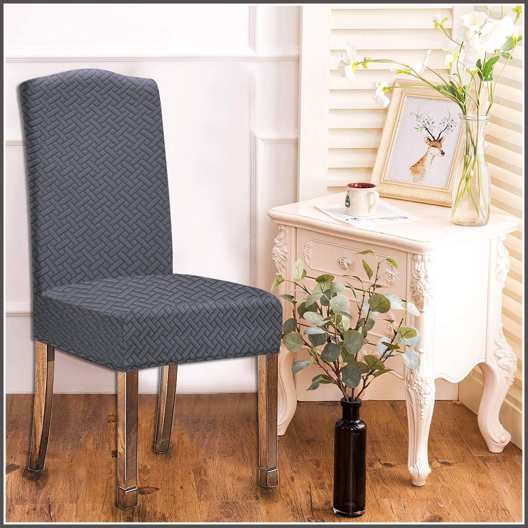 KELUINA Stretch wasserdichte Jacquard mit langem Gitter Esszimmer Stuhlhussen Home Decor, Stuhlhusse
