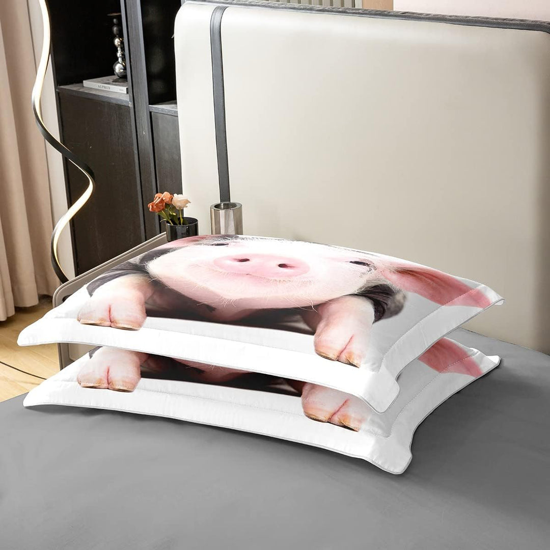 100% Gewaschene Baumwolle Schwein Bettbezug,Schöne Tier Gedruckte Bettwäsche Set 135x200 für Kinder,