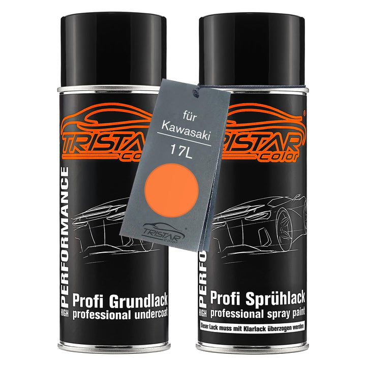 TRISTARcolor Motorradlack Spraydosen Set für Kawasaki 17L Candy Burnt Orange Metallic Grundlack Basi