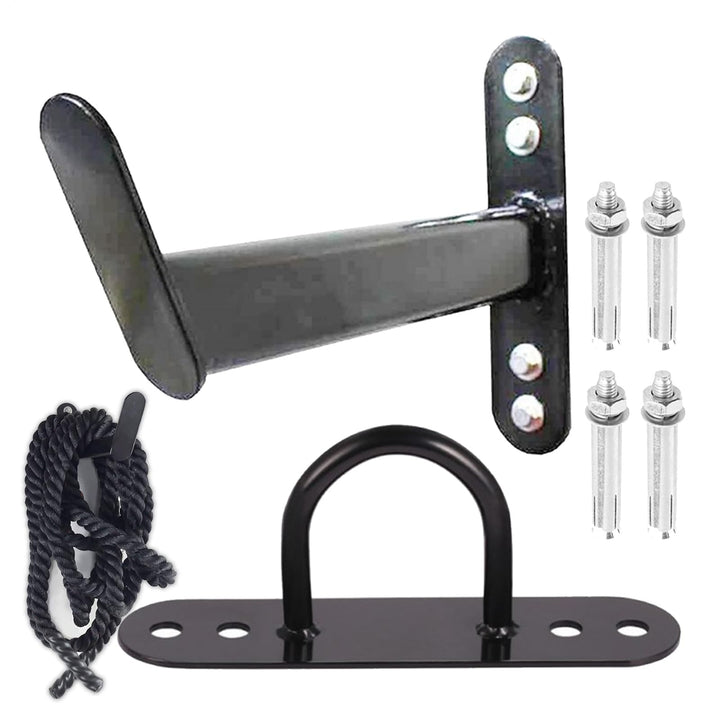 Battle Rope-Halterungen, Battle Rope-Wandmontageset - Stahl-Kampfseil-Wandhaken - Schwarzer Battle R