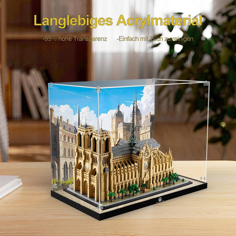 cooldac Acryl-Vitrine kompatibel mit Lego 21061 Notre Dame de Paris, Staubdichte&Durchsichtige Vitri