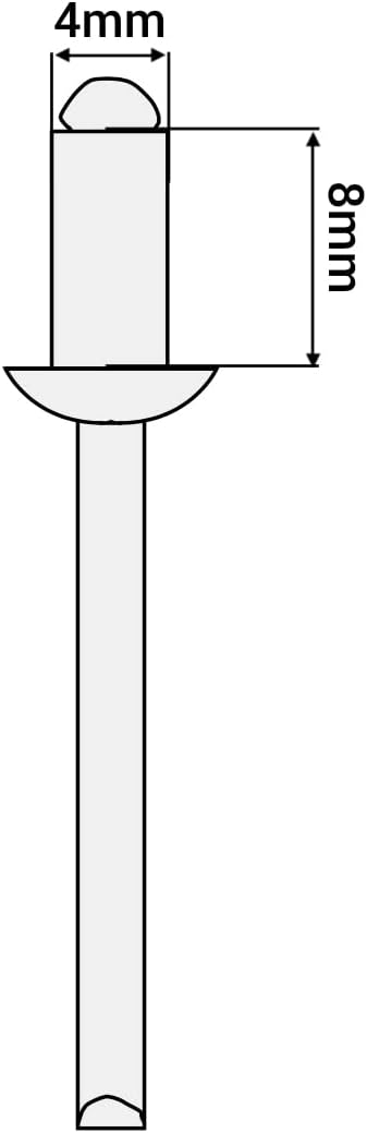 (1000 Stück) Lackierte Blindnieten 4,0 x 8 mm, Kuppelkopf, DIN 7337, Aluminiumniete und Stahldorn, P