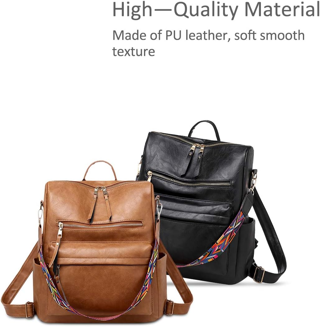 NICOLE&DORIS Leder Rucksack Jahrgang Geldbörse für Frauen Hochschule Tasche Schulbüchertasche Tagesr