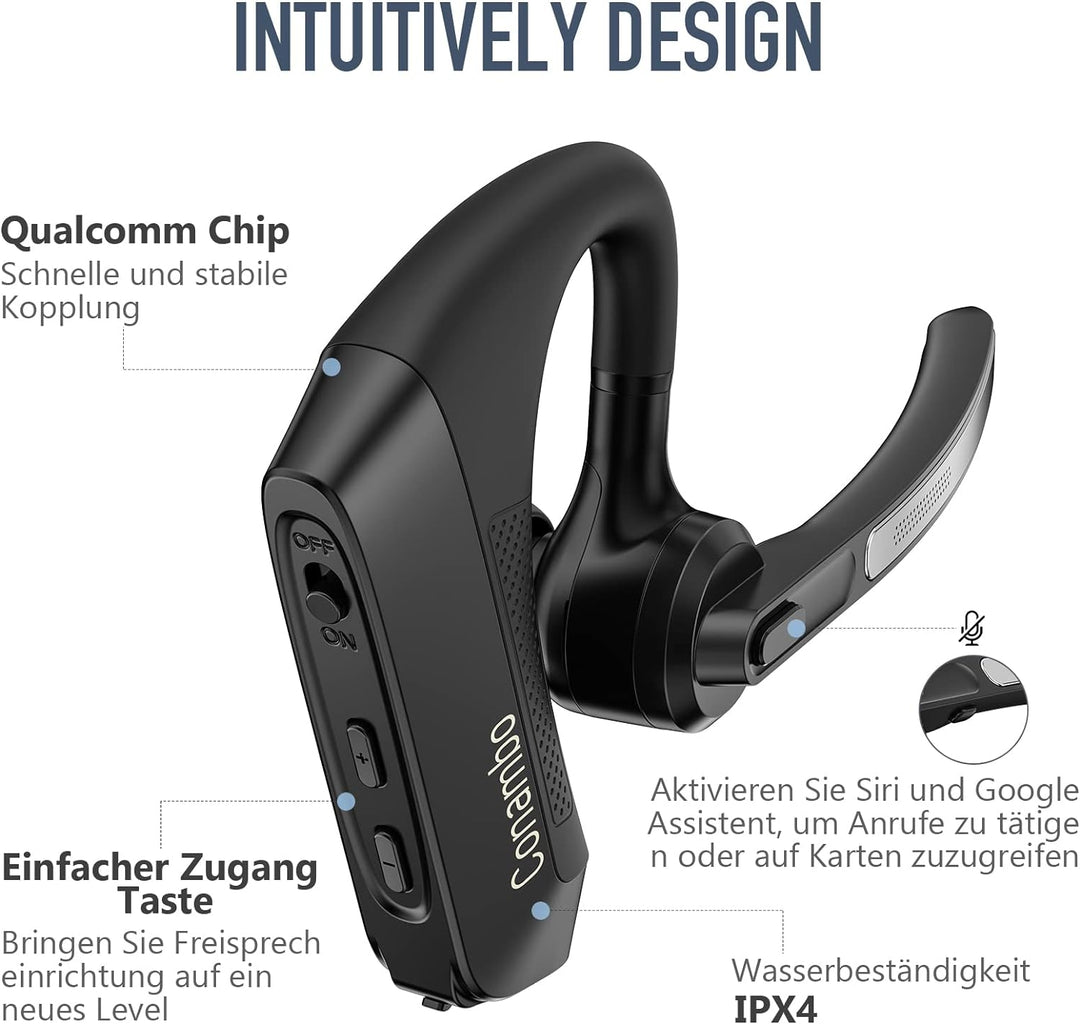 Conambo K21 Bluetooth Headset V5.1 with CVC 8.0 und ENC Rauschunterdrückung Technologie, mit Mikrofo