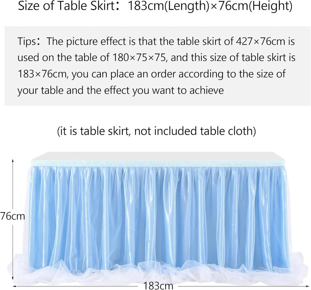 HBBMAGIC Blau Tüll Tischrock Mit Licht, Single Langer Tüll Tischrock für Hochzeitsfeier Babyparty Br
