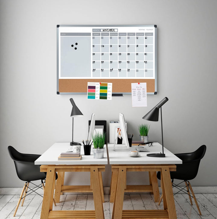 Bi-Office Dry-Erase Monatsplaner 3in1, Kunststoffrahmen, 90 x 60 cm
