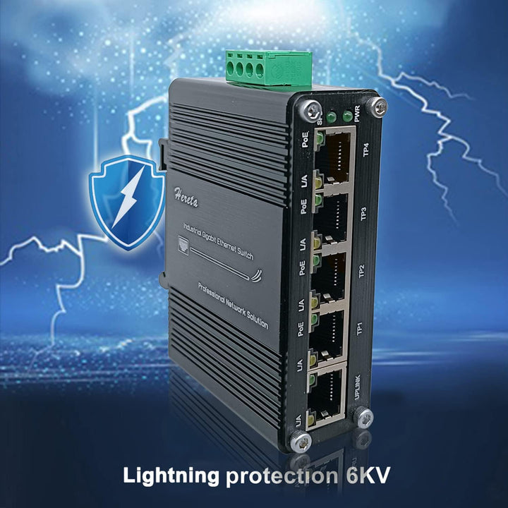 Industrieller Gigabit PoE Ethernet Switch 5-Port Mini 10/100/1000Mbps Base-TX gehärteter Ethernet Sw