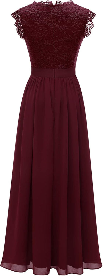 Dressystar Damen Ballkleid Maxi Lang Abendkleider Elegant für Hochzeit Spitzen Cocktailkeid S Band_b