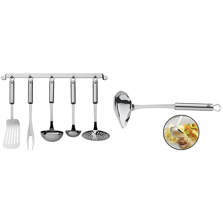WMF Profi Plus Küchenhelfer Set 6-teilig, Hängeleiste mit 5 Helfer, Schöpflöffel, Schaumlöffel & Pro