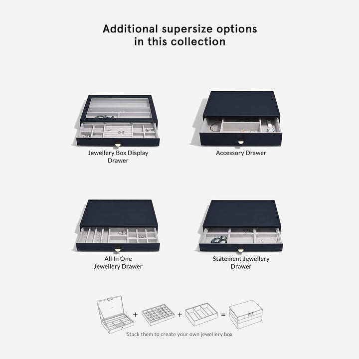 Stackers Navy Pebble Supersize Jewellery Box Display Drawer, Navy