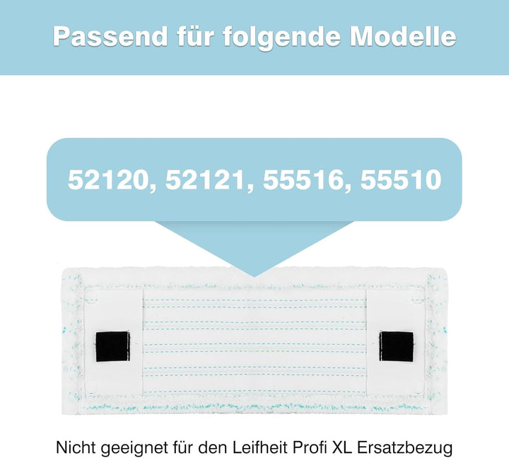 Tesmotor 3 Pack Ersatz-Wischbezüge für Leifheit Clean Twist M Ergo Micro Duo/Power CLEAN M, Bodenwis