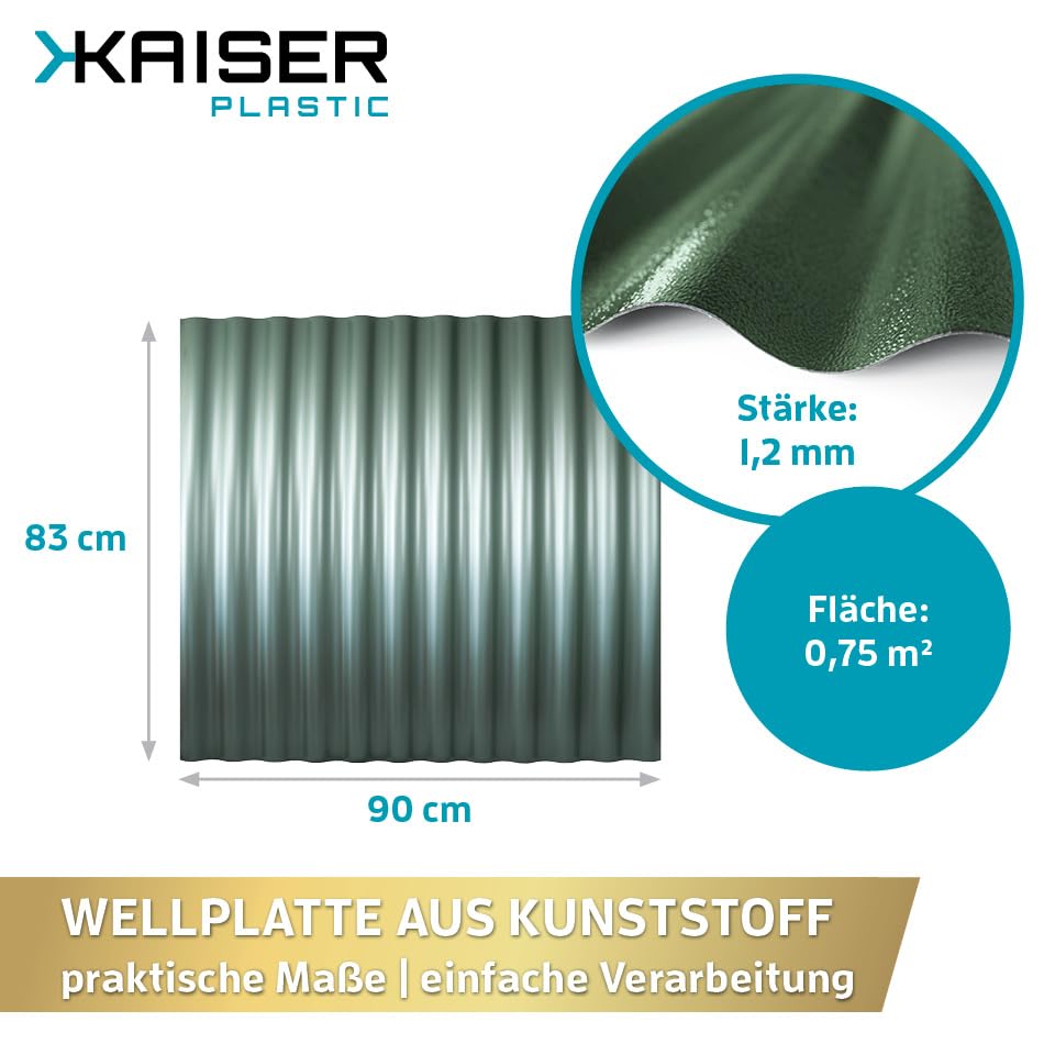 KAISER plastic® Wellplatten grün | Wellplatten Dach, Welldach Kunststoff | Dachplatten wetterfest |