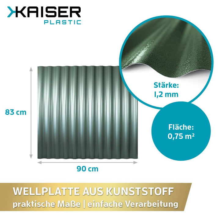 KAISER plastic® Wellplatten grün | Wellplatten Dach, Welldach Kunststoff | Dachplatten wetterfest |