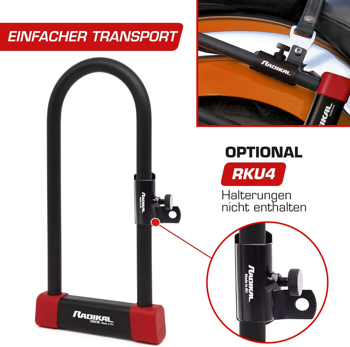 RADIKAL RK120310 Bügelschloss mit CLASSE SRA Zulassung, Durchmesser 18mm 120x310, 120x310
