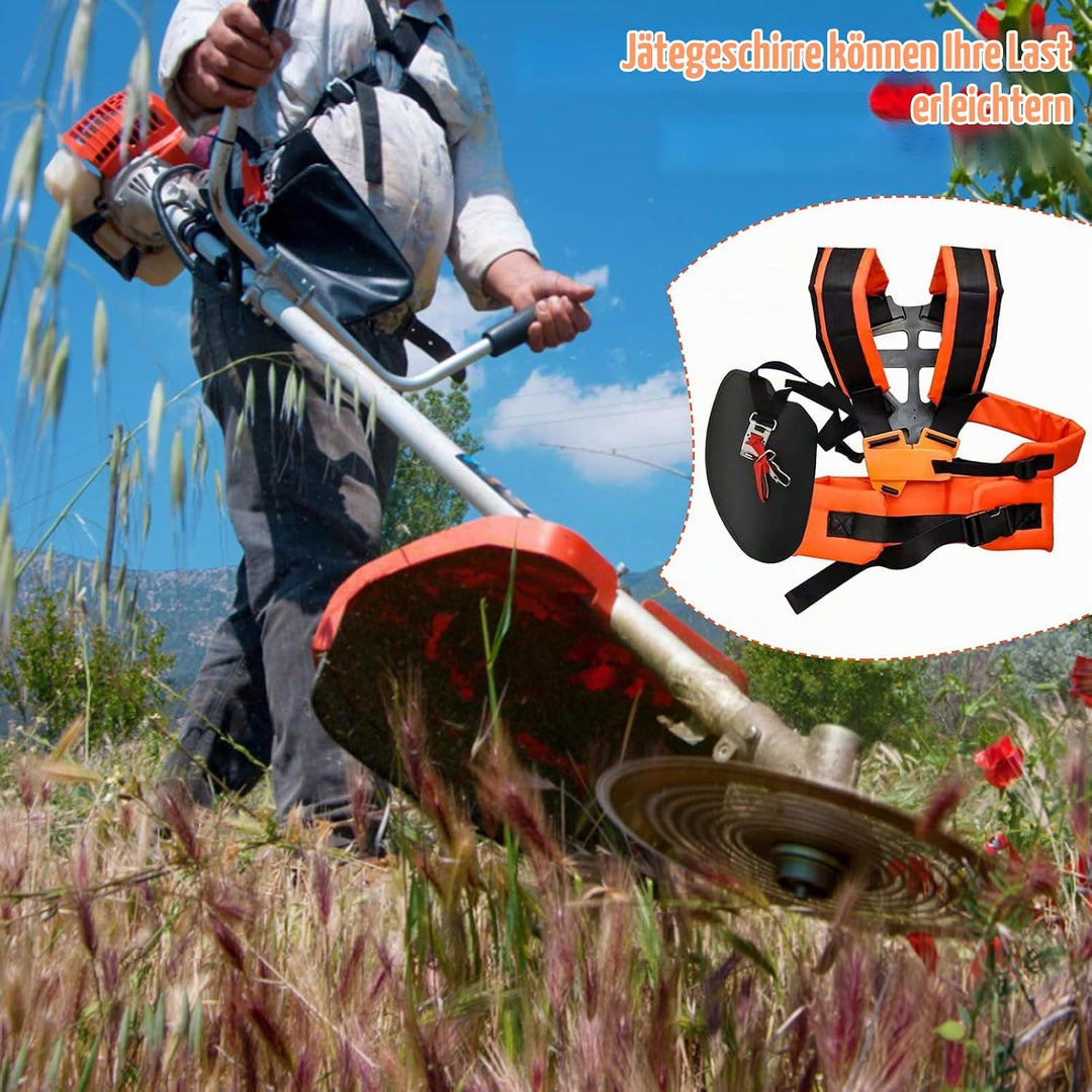 TOPJOWGA Doppelter Trimmer-Schultergurt, Doppel Schultergurt Tragegurt für Motorsense Rasentrimmer,