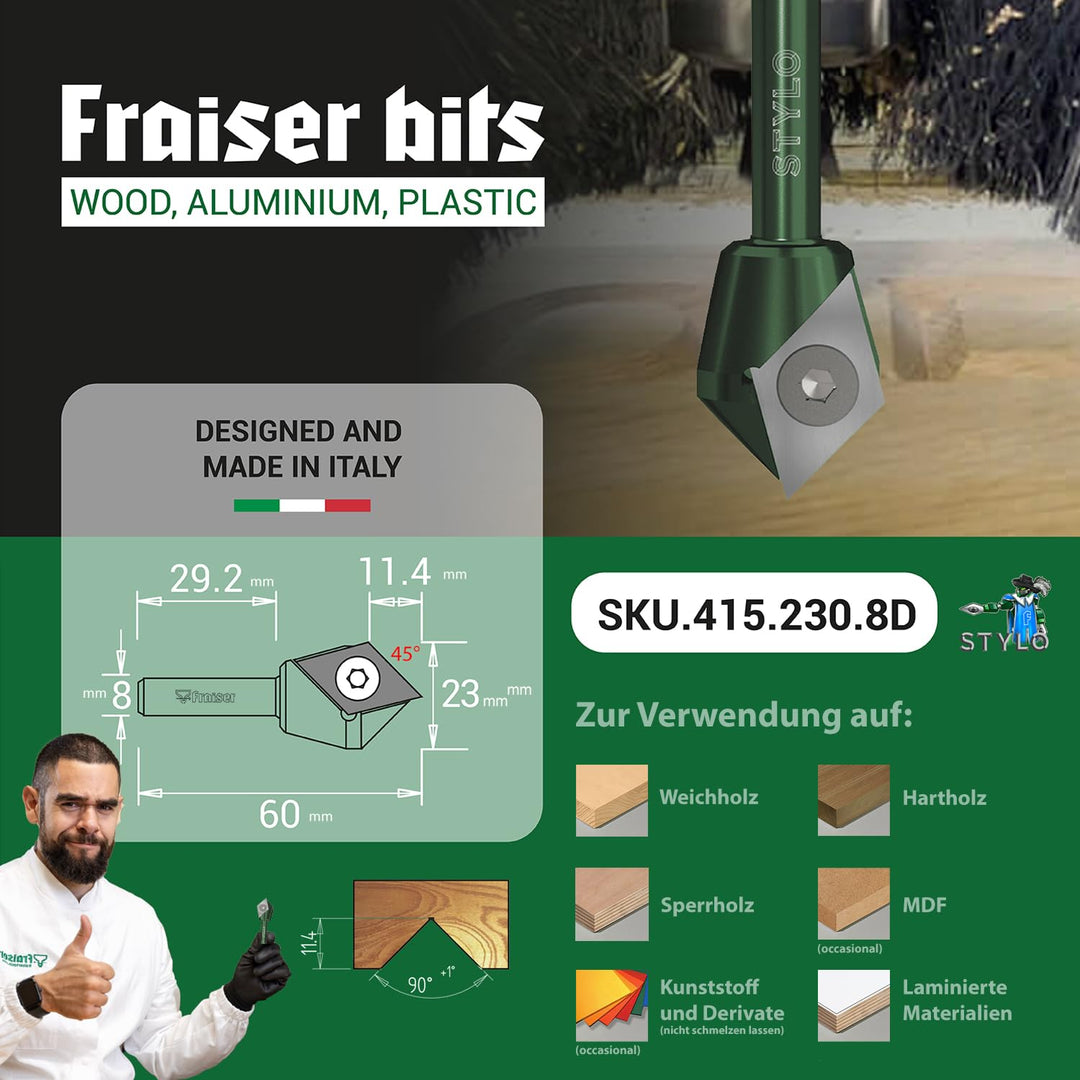 Fraiser STYLO Multifunktionsfräser zum Vorritzen mit auswechselbarem Fräseinsatz Hartmetall beschich