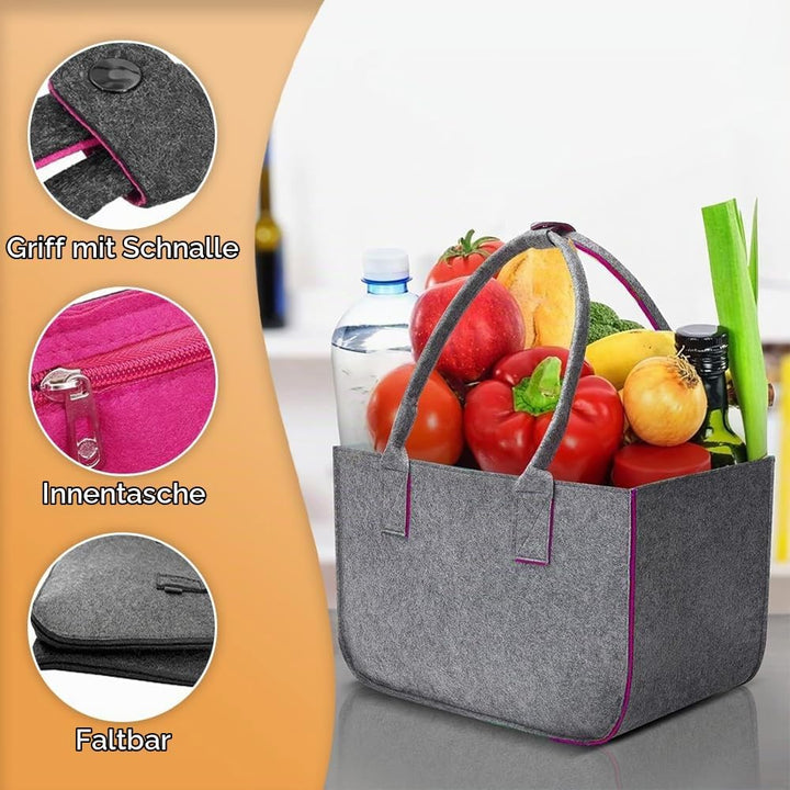 Lighterday 2 Stück 30L Filztasche Gross Einkaufstasche Faltbar,Tote Bag Filztaschen Shopper,Filzkorb