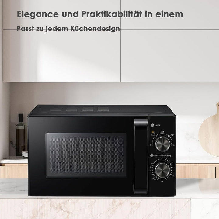 Mikrowelle 20L,Techomey Solo Mikrowelle 700W,Mikrowellengerät mit Drehteller für gleichmässige Wärme
