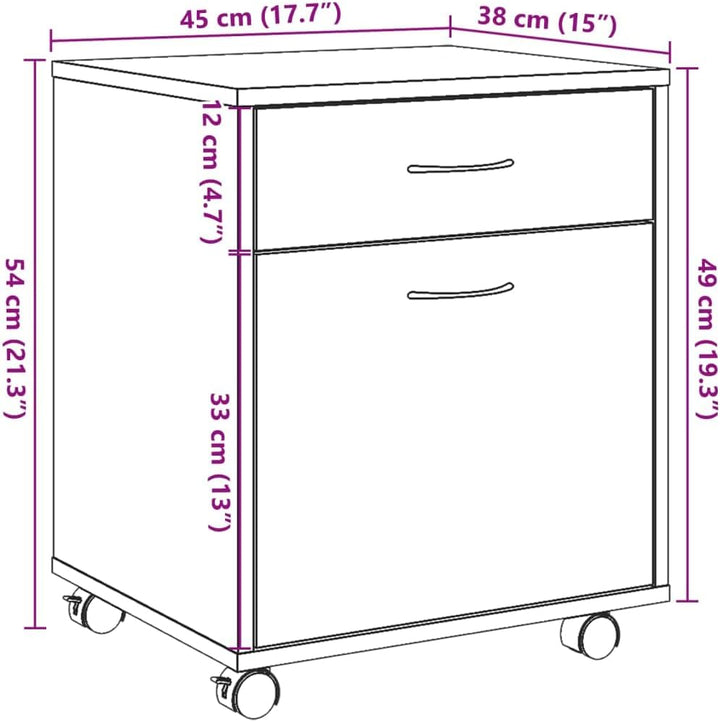 vidaXL Rollcontainer, Aktenschrank mit Stauraum, Rollschrank für Büro Arbeitszimmer, Bürocontainer B