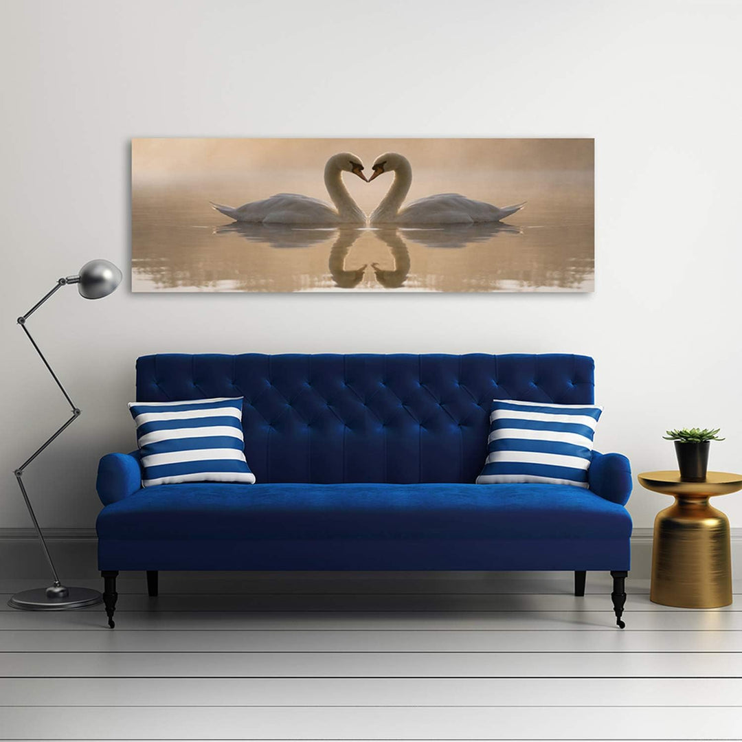 Feeby Bilder Schwäne Tiere 100x40 cm Wohnzimmer Schlafzimmer Büro Flur Küche Wandbilder Modern Bild