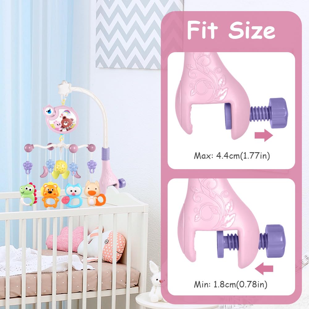 Babybett-Spielzeug, Mobile für Babybett, Baby Einschlafhilfe Musikspielzeug mit süssen Tieren, Babyb