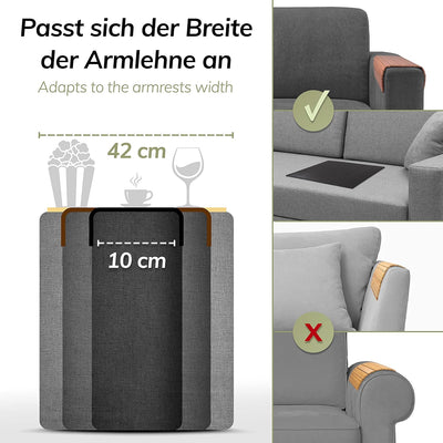 BAM BOO BOX Sofatablett aus Bambus - Couch Tablett flexibel - Sofatablett Armlehne - Sofa Tablett Ho