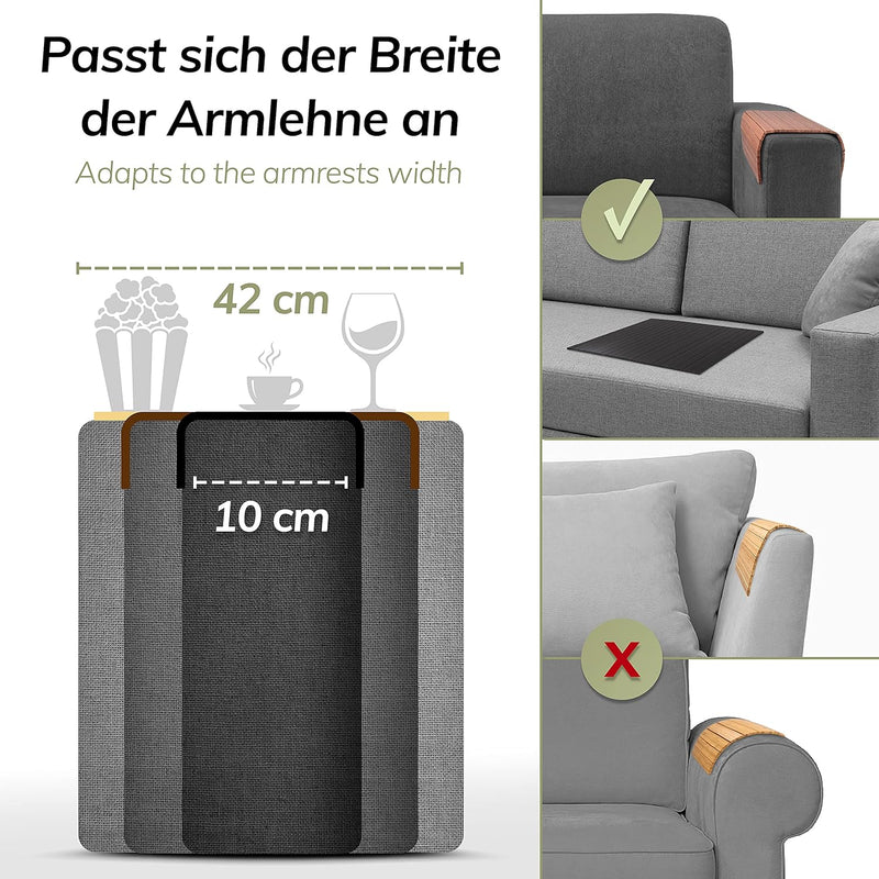 BAM BOO BOX Sofatablett aus Bambus - Couch Tablett flexibel - Sofatablett Armlehne - Sofa Tablett Ho