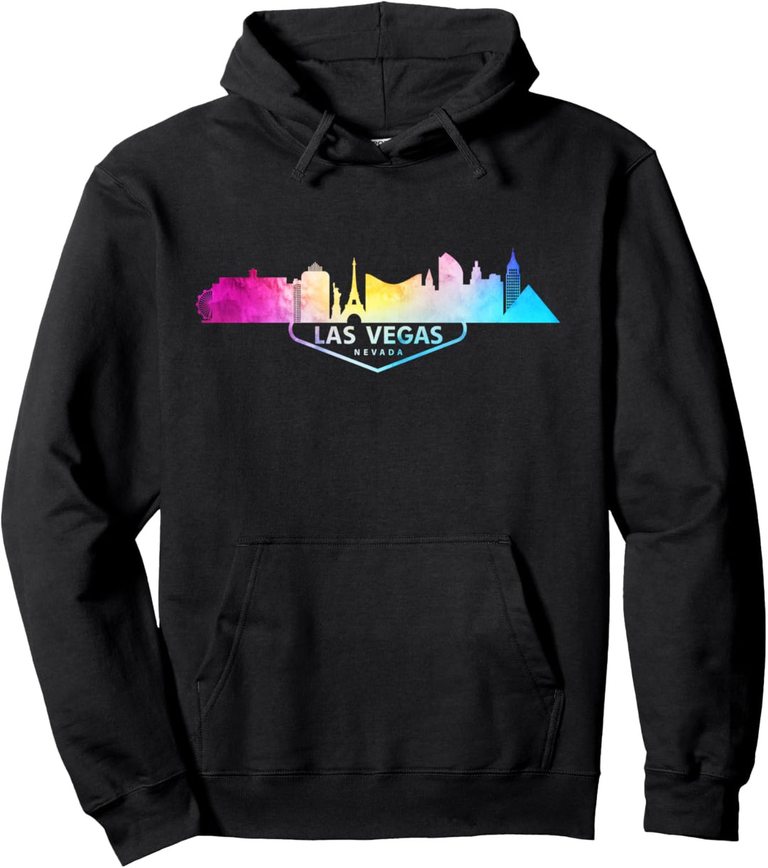 Las Vegas City Nevada Skyline Modern Colorful Funny Pullover Hoodie