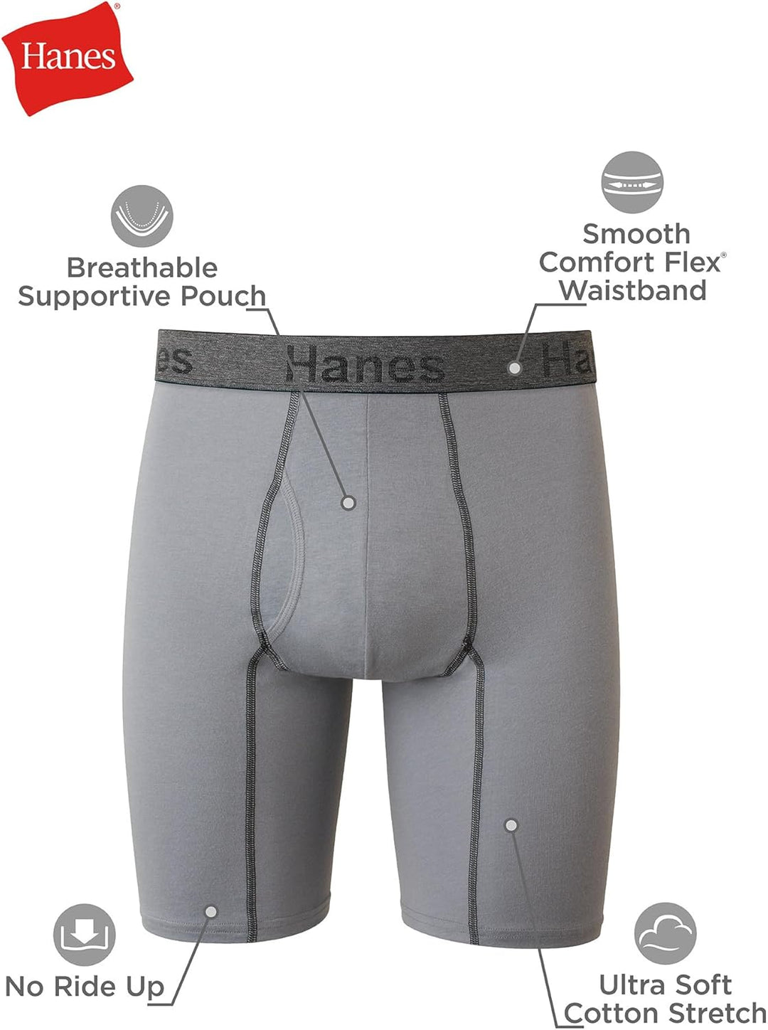 Hanes Herren Retroshorts (3er Pack) L Lange Beine, Sortiert, 3 Stück, L Lange Beine, Sortiert, 3 Stü