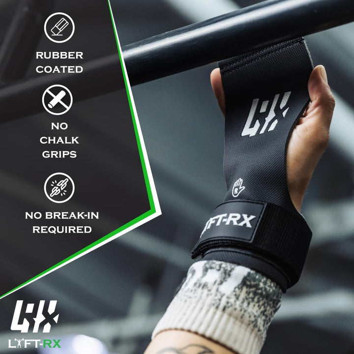 Valiant Chalkless Grips – Gummibeschichtet, No Chalk, No Hole/Fingerless, Palm Hand Grip w/Wrist Str