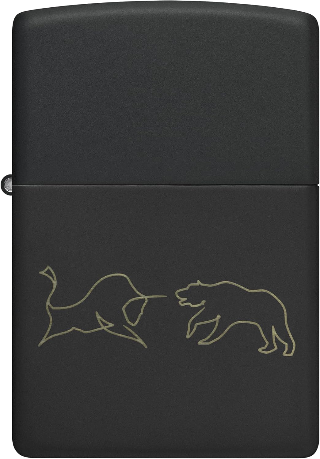 Zippo Sturmfeuerzeug - Bull and Bear, Black Matte, Laser Engrave - Nachfüllbar - Wiederverwendbar -
