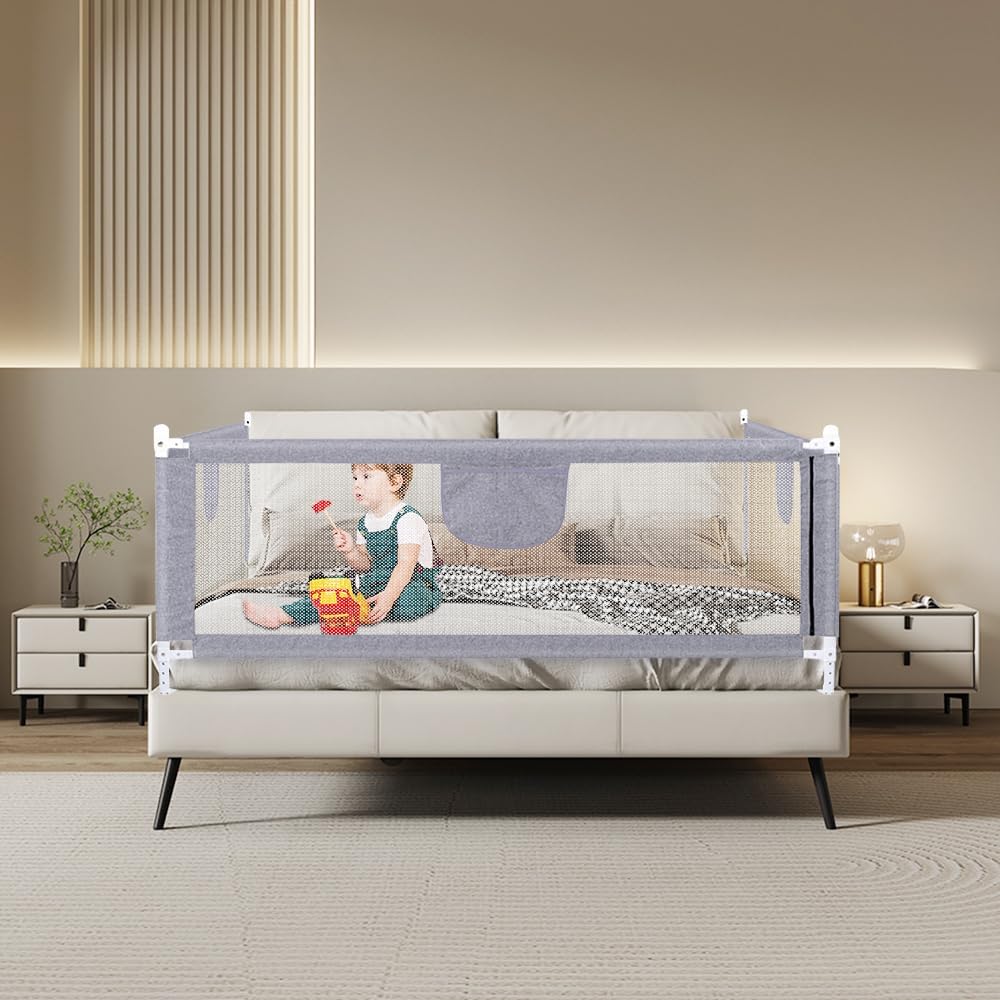 Bettgitter für Babys, Sicherheitsgitter für Kinder, Bett, höhenverstellbar, Bettschiene mit Schutz f